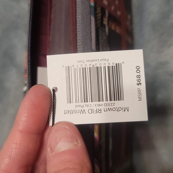 VERA BRADLEY Midtown RFID Wristlet: City Plaid: GRAY: NWT - Picture 4 of 5